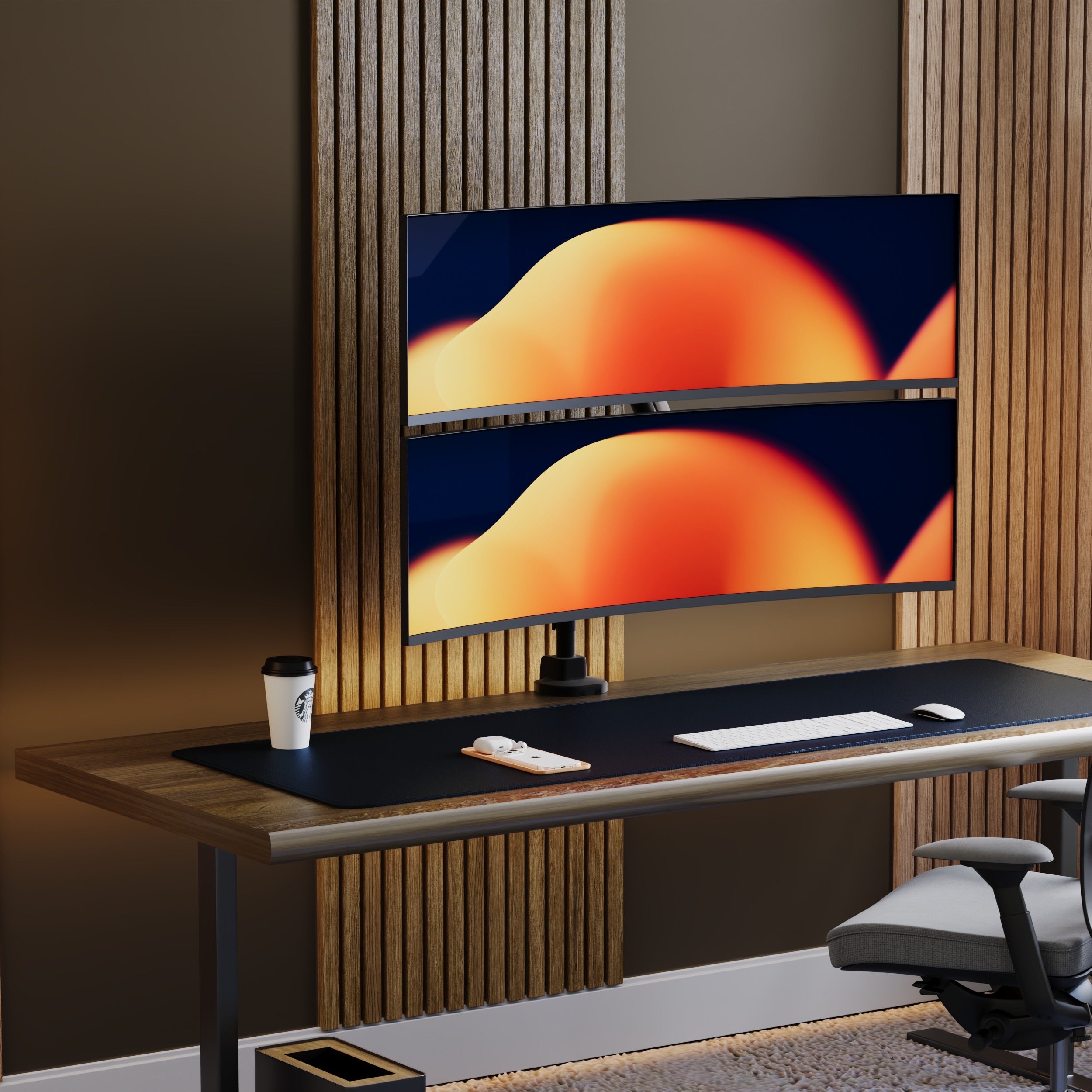 Alberenz® Alberenz Podwójny Wytrzymały Uchwyt do Zakrzywionych Monitorów (do 2 x 57 cali)